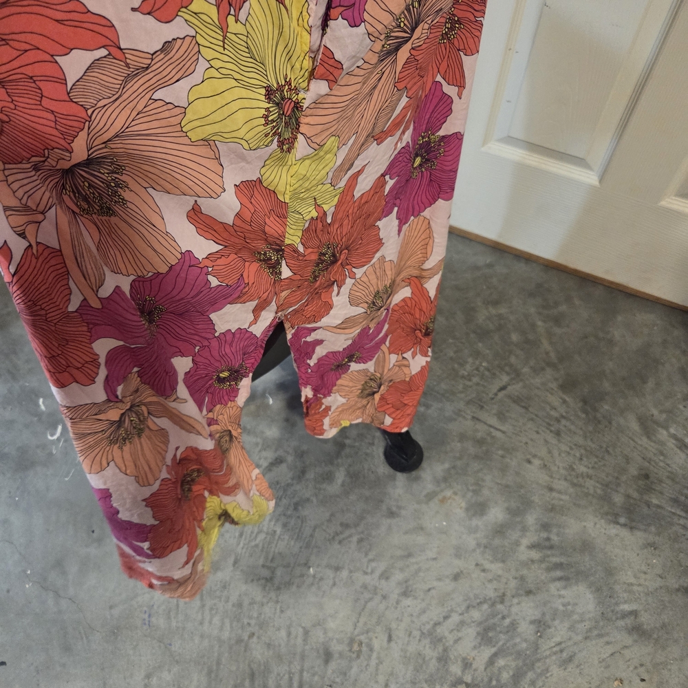 Joyspun Floral Spaghetti Strap Maxi Dress Pink Yellow Blossom Flowy Summer - Picture 4 of 16